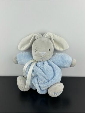 Kaloo France Rare Plume Chubby Bunny Rabbit 8" Gray Blue Douces Lapin Plush